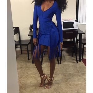 Blue body con dress